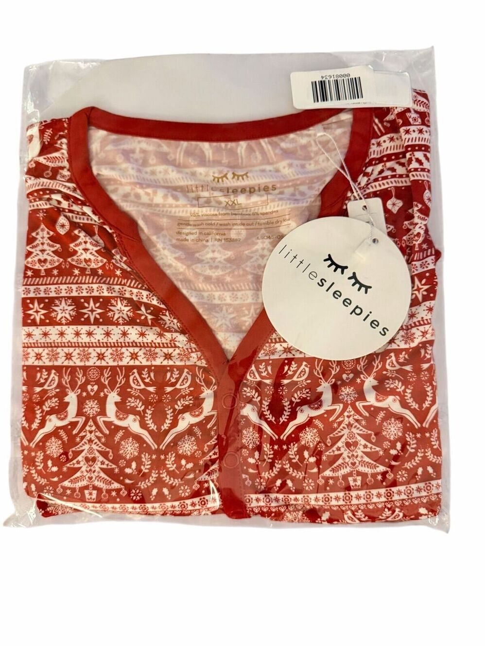 XXL Little Sleepies Reindeer Cheer Top NIB